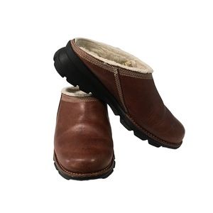 Columbia Brown Leather Upper /Inside Slip-On Wedge Shoes 7.5